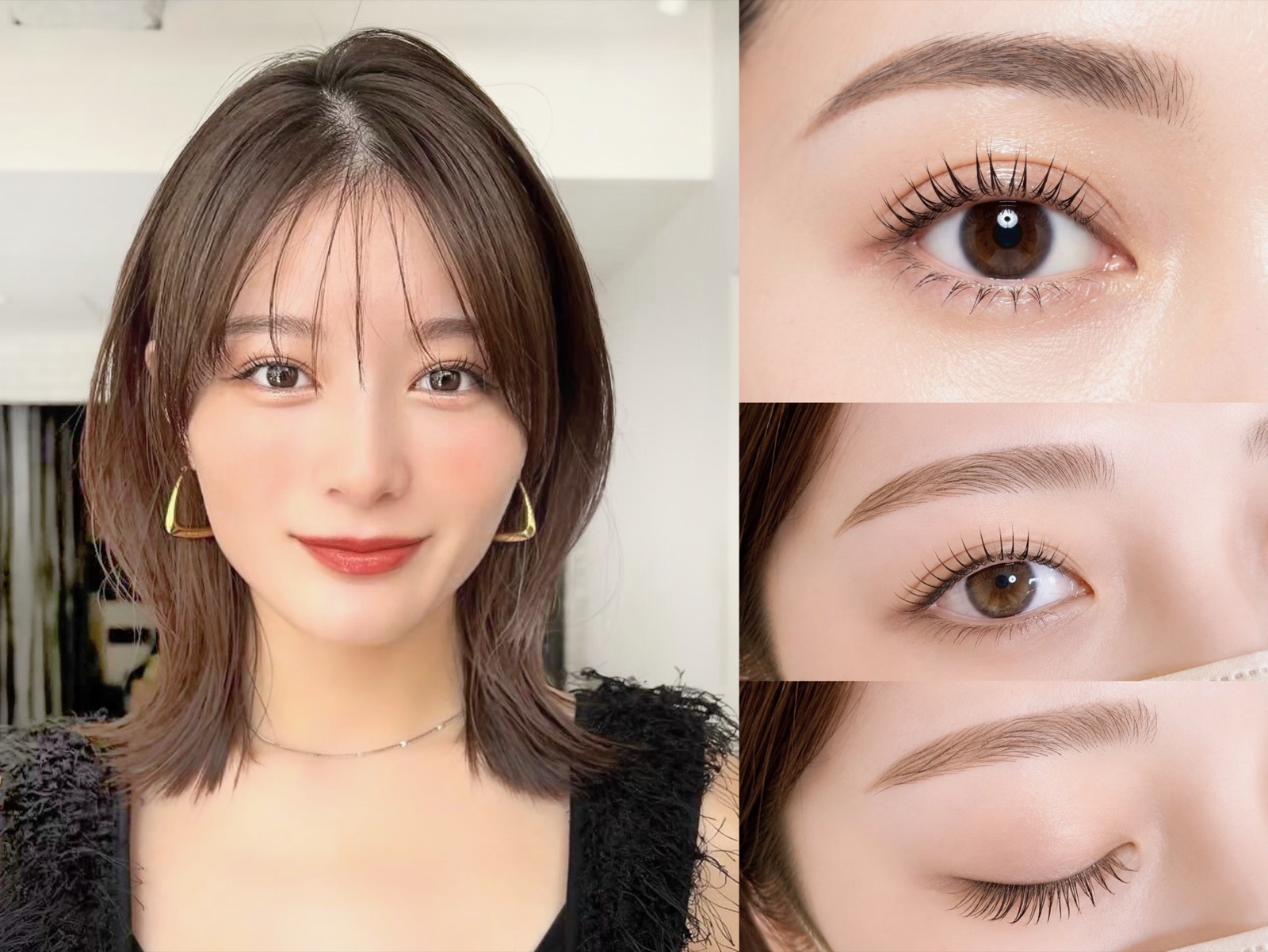 EREYSの仕上がり。まつ毛パーマと眉毛スタイリングを受けた女性の目元